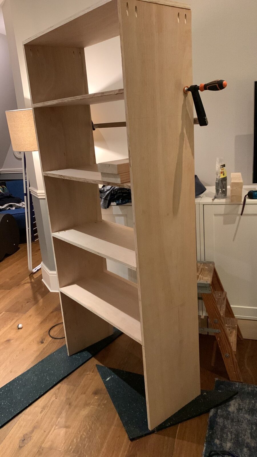 plywood shelf with pocket holes