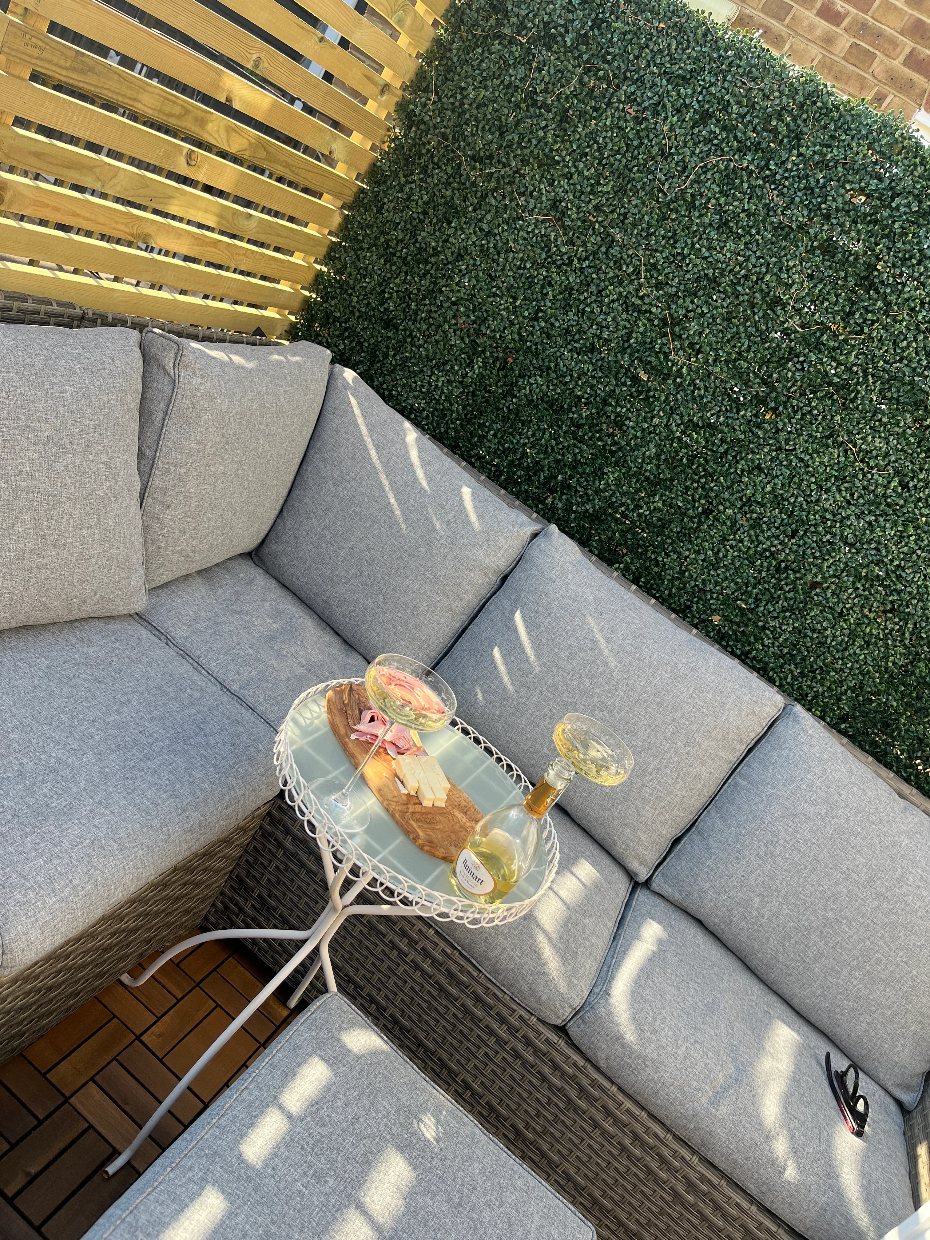 terrace with living wall and privacy wall